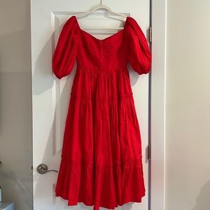 Anthropologie off-the-shoulder poplin midi dress